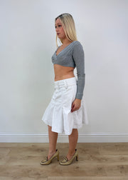medium white flared knee-length skirt image 4