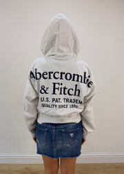 medium white abercrombie & fitch zip hoodie image 8