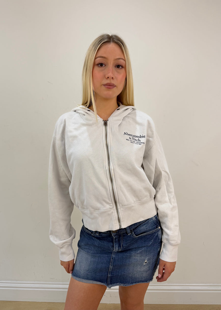 medium white abercrombie & fitch zip hoodie image 1