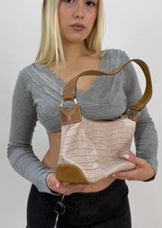 one size beige croc-effect shoulder bag image 2