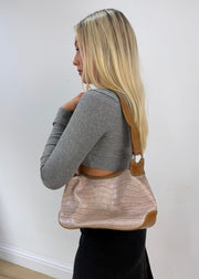 one size beige croc-effect shoulder bag image 4