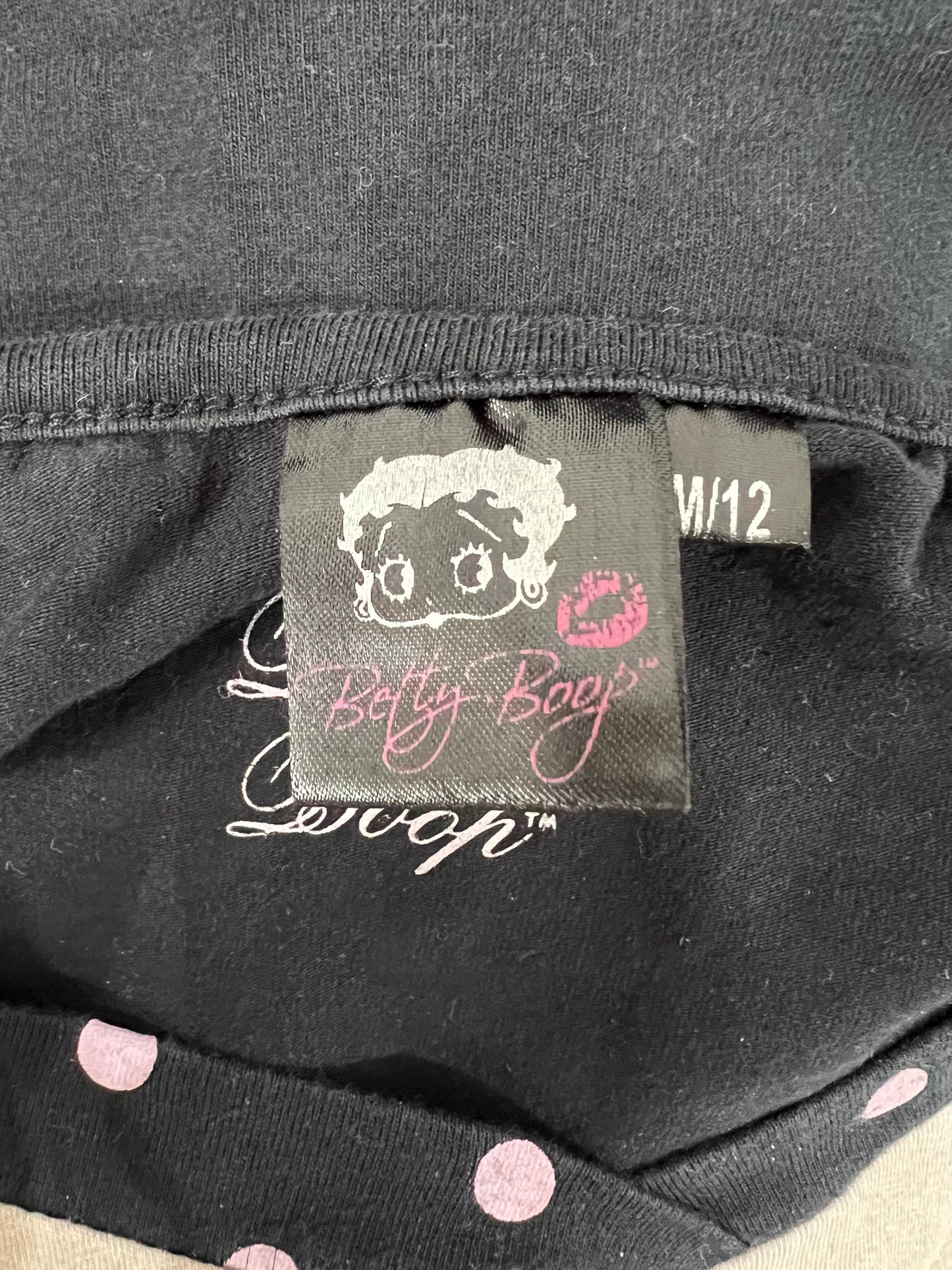 medium grey and black betty boop graphic long sleeve top betty boop label