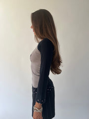 medium grey and black betty boop graphic long sleeve top left side view