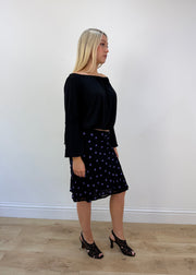medium black sheer off the shoulder top view 6