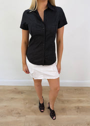 small black polka dot short sleeve shirt aesthetic headless
