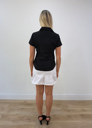 small black polka dot short sleeve shirt view 5