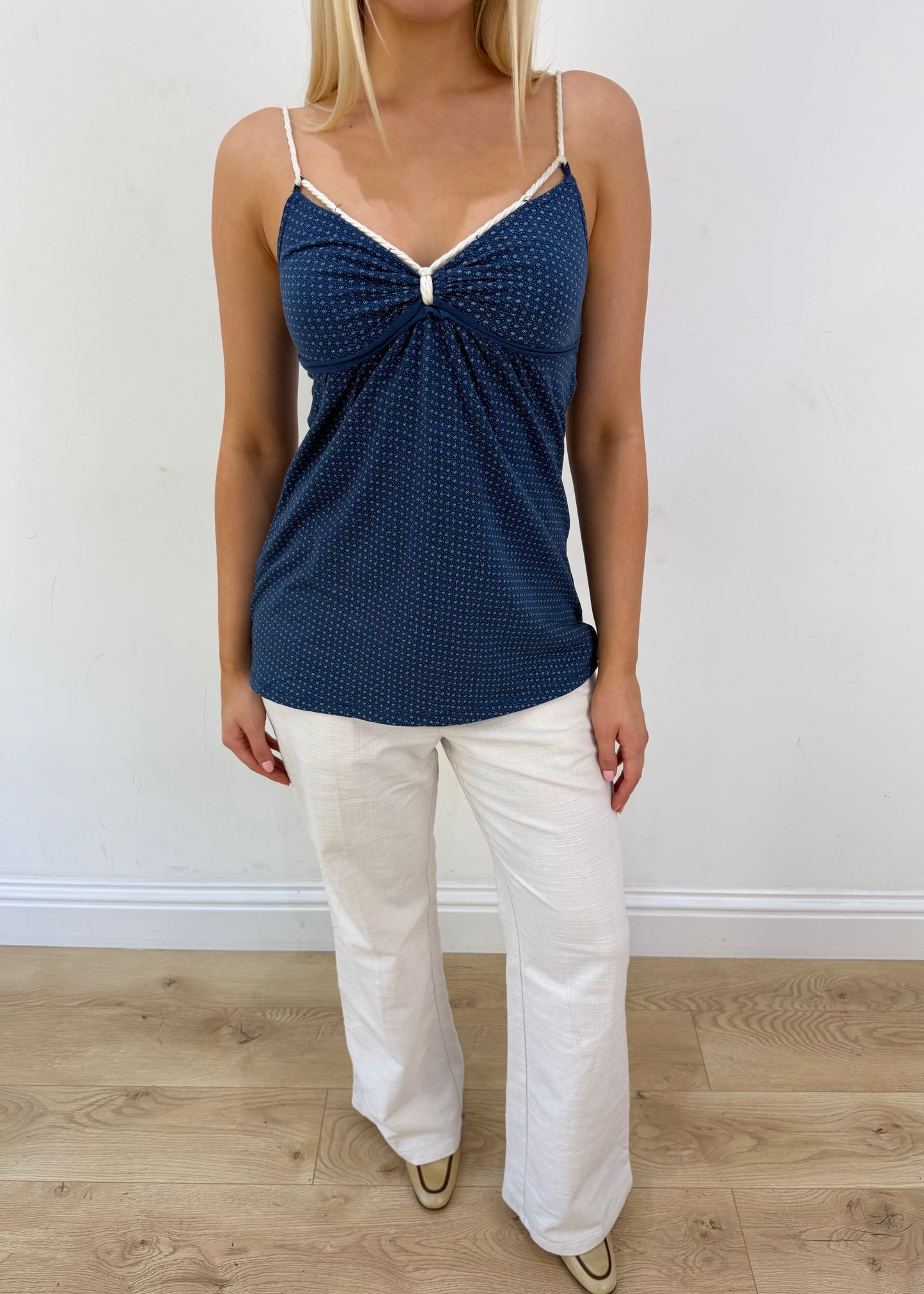 small blue patterned cami top aesthetic headless