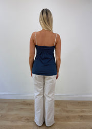 small blue patterned cami top view 5