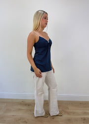 small blue patterned cami top view 6