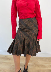 Small brown Scandalo plaid midi skirt
