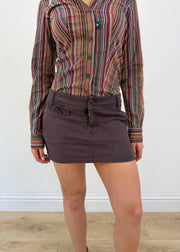 small brown denim mini skirt 07 detail