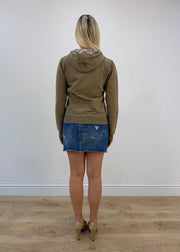 large brown burberry check-lined zip hoodie image 6