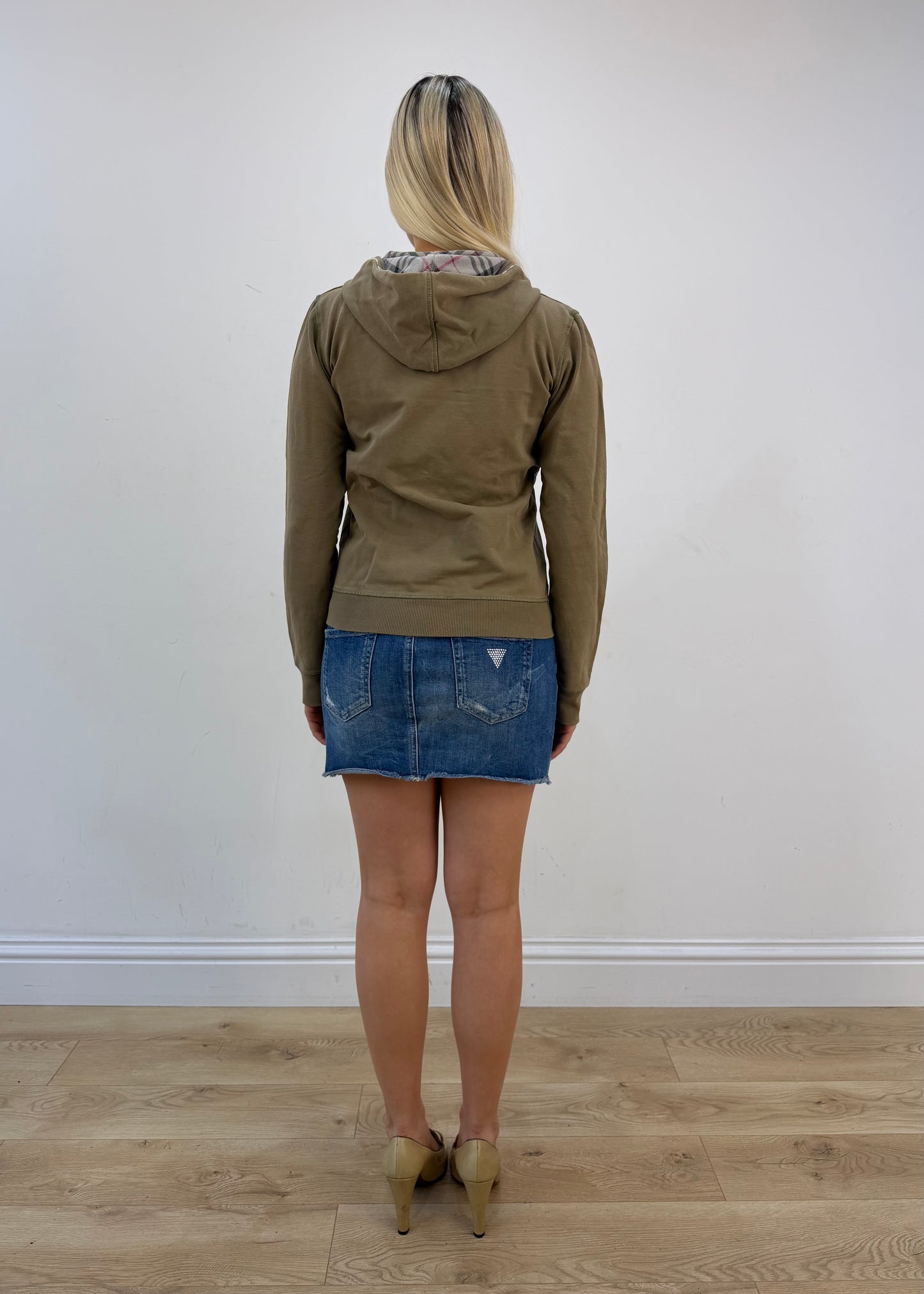 large brown burberry check-lined zip hoodie image 6