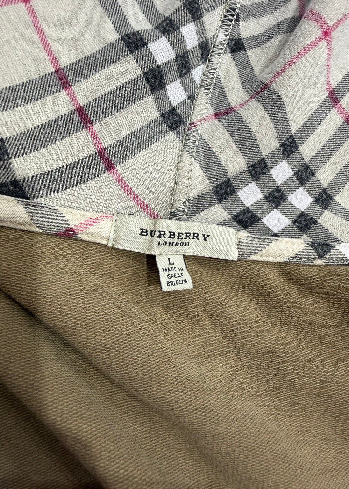 large brown burberry check-lined zip hoodie image 9