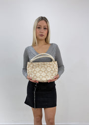 one size cream and beige geometric shoulder bag image 1
