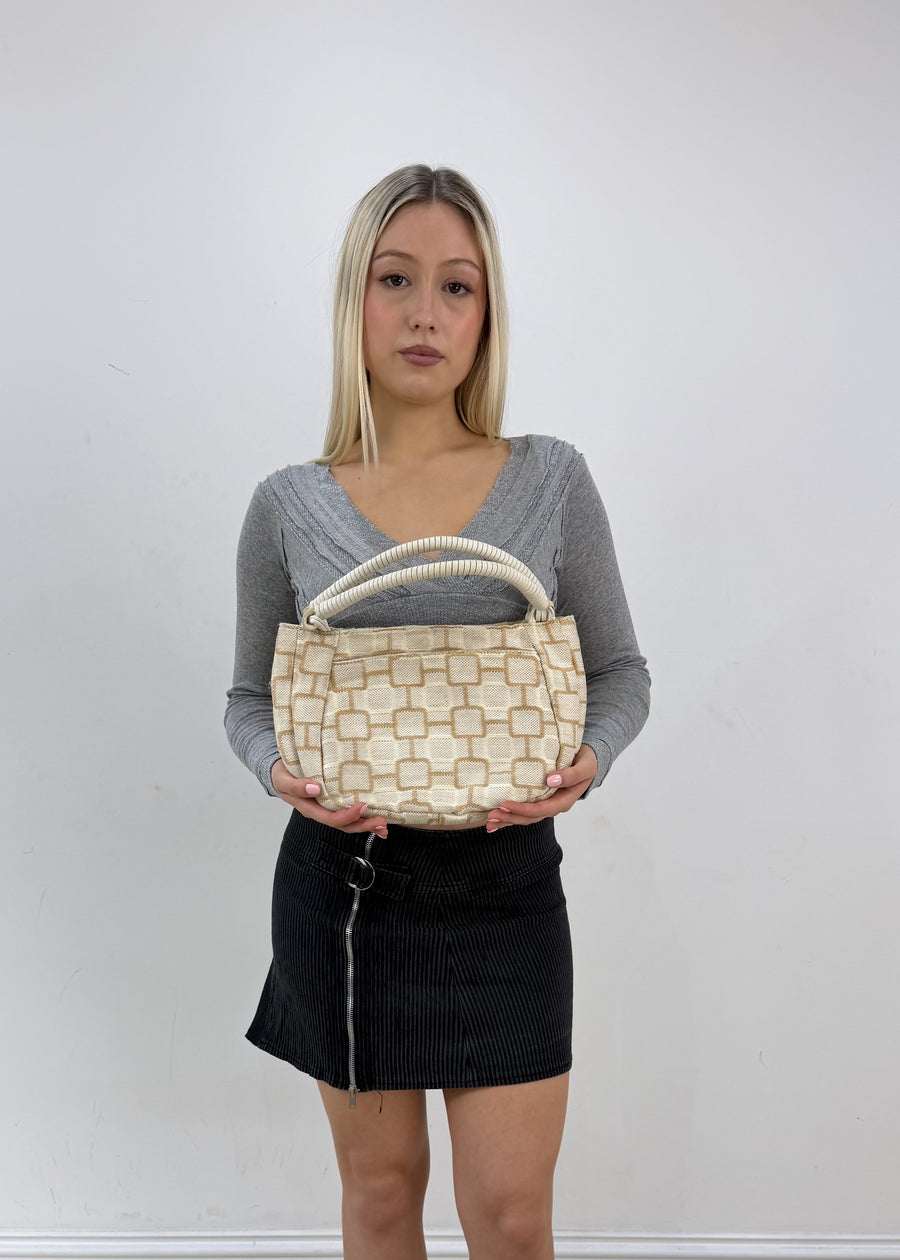 one size cream and beige geometric shoulder bag image 1