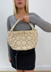 one size cream and beige geometric shoulder bag image 2