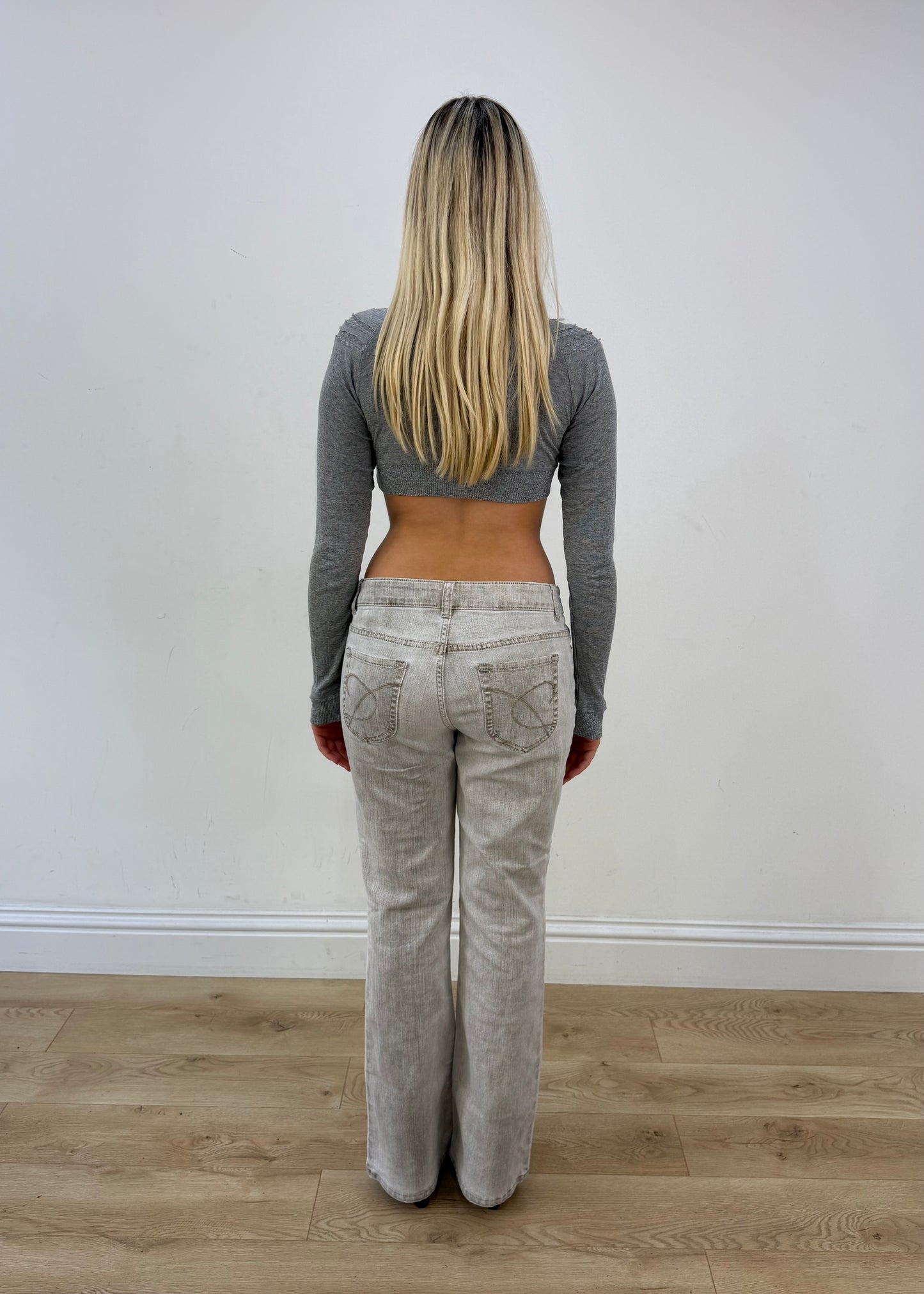 small grey cropped bolero cardigan image 6