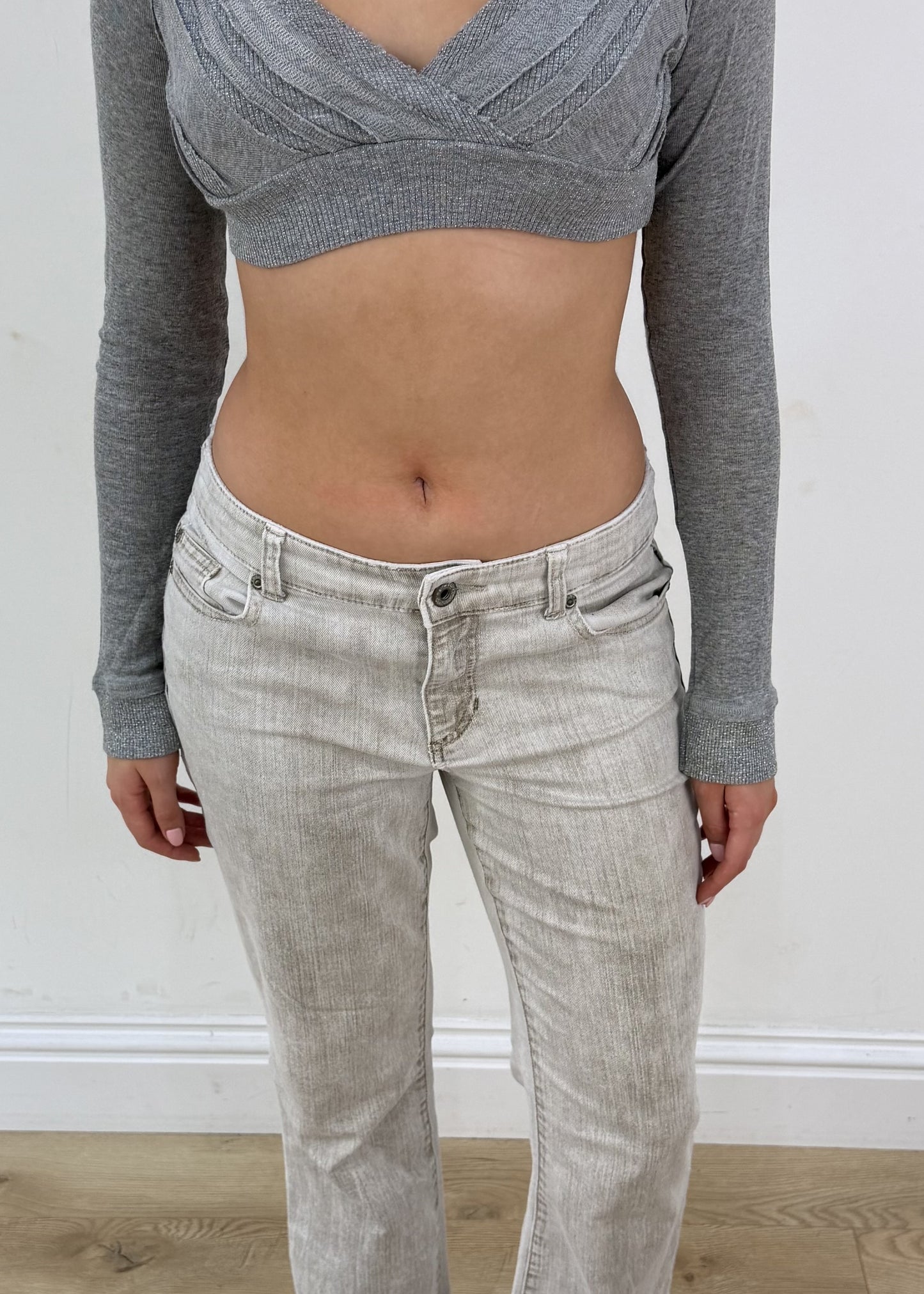 small grey cropped bolero cardigan image 2