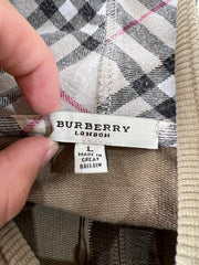 burberry check-lined zip hoodie size label