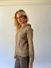 large brown burberry check-lined zip hoodie side