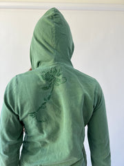 large green yfs embroidered zip hoodie back embroidery detail