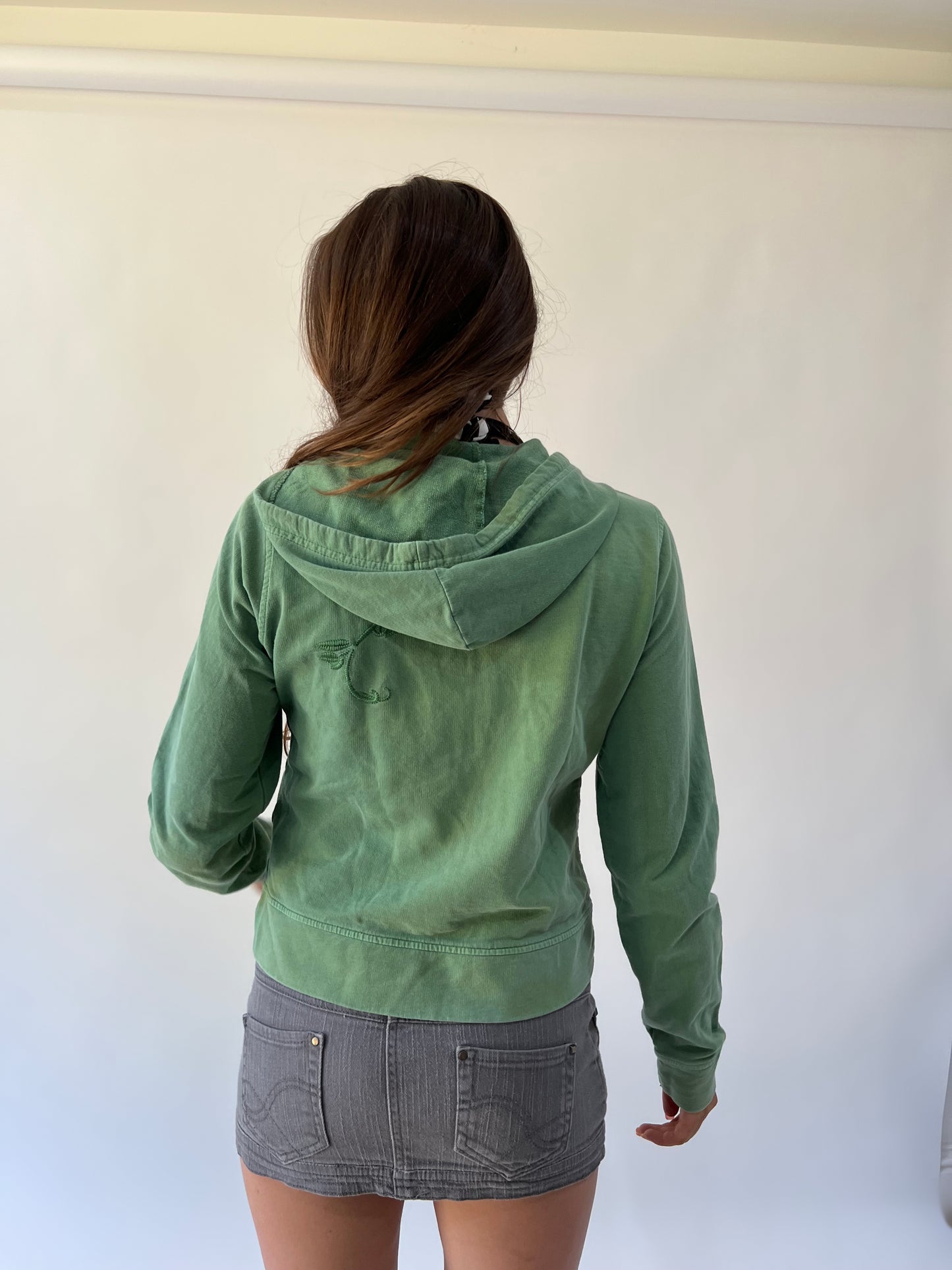large green yfs embroidered zip hoodie back view