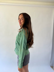 large green yfs embroidered zip hoodie side view