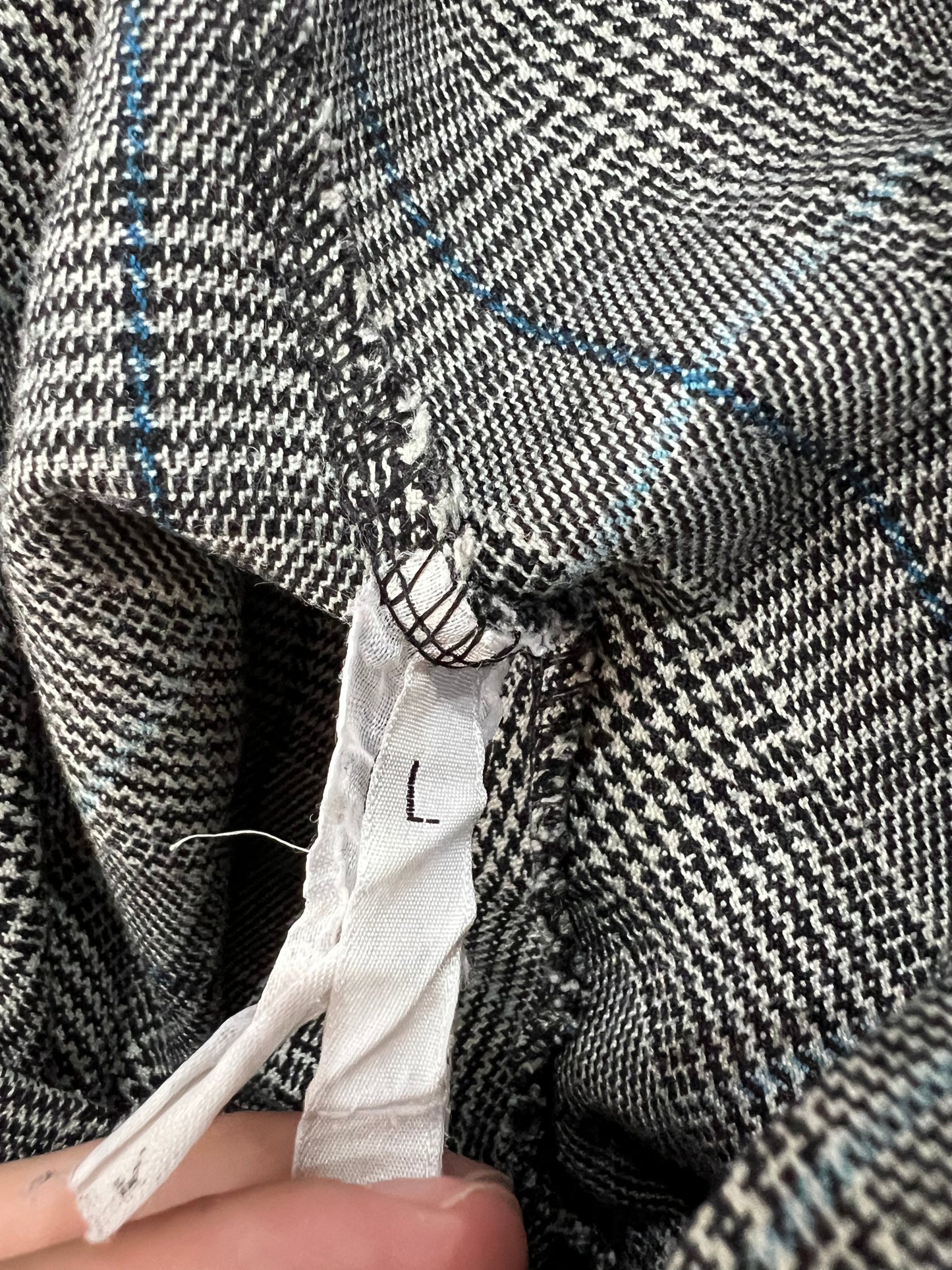 large grey plaid tailored shorts size label