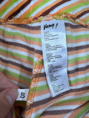 large multicoloured striped flared trousers vamp size label