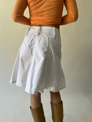 large white flared knee-length skirt back view
