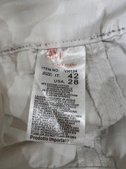 large white flared knee-length skirt size label