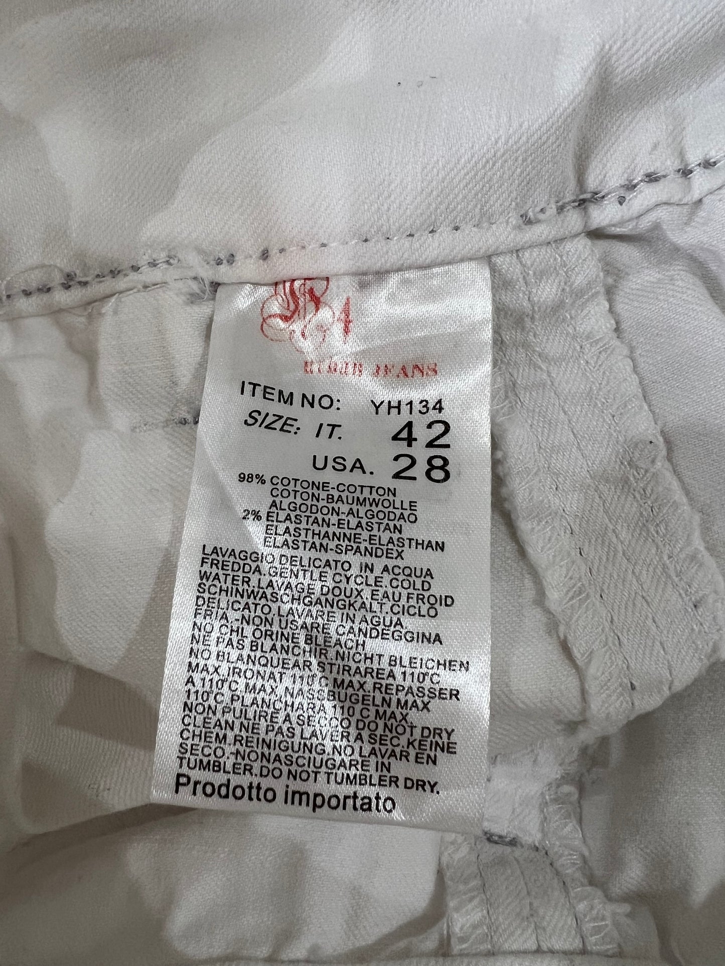 large white flared knee-length skirt size label