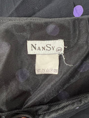 medium black and purple polka dot sheer midi skirt nansy size label