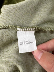 medium olive green velour zip hoodie care label