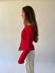 medium red zara basic off-shoulder blouse side