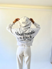 medium white abercrombie and fitch zip hoodie back view