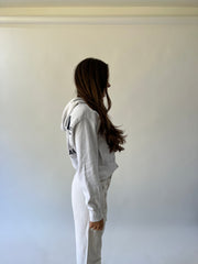 medium white abercrombie and fitch zip hoodie second side view
