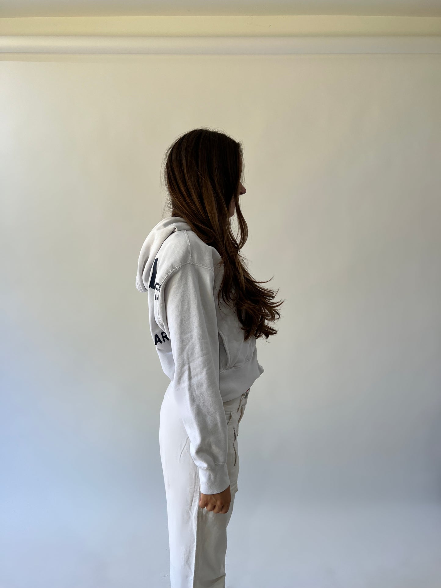 medium white abercrombie and fitch zip hoodie second side view