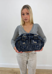 one size navy blue structured shoulder bag image 1