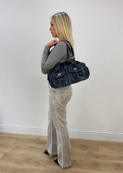 one size navy blue structured shoulder bag image 3