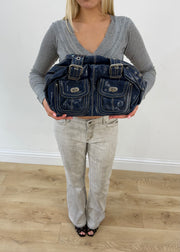 one size navy blue structured shoulder bag image 2