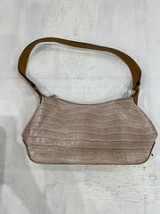 one size beige croc-effect shoulder bag flatlay