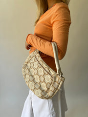 one size cream and beige geometric shoulder bag second worn view