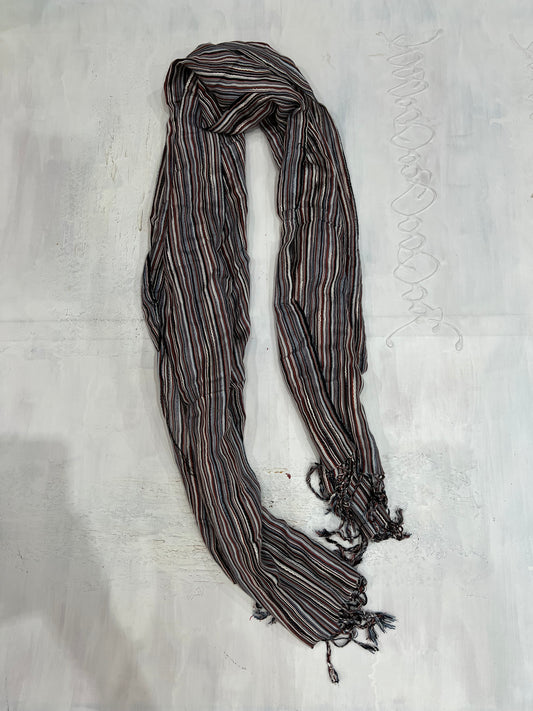 one size multicoloured striped scarf flatlay