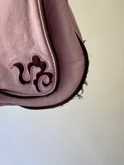 one size pink embroidered crossbody bag zip detail