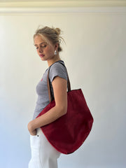 one size red tote bag second worn view