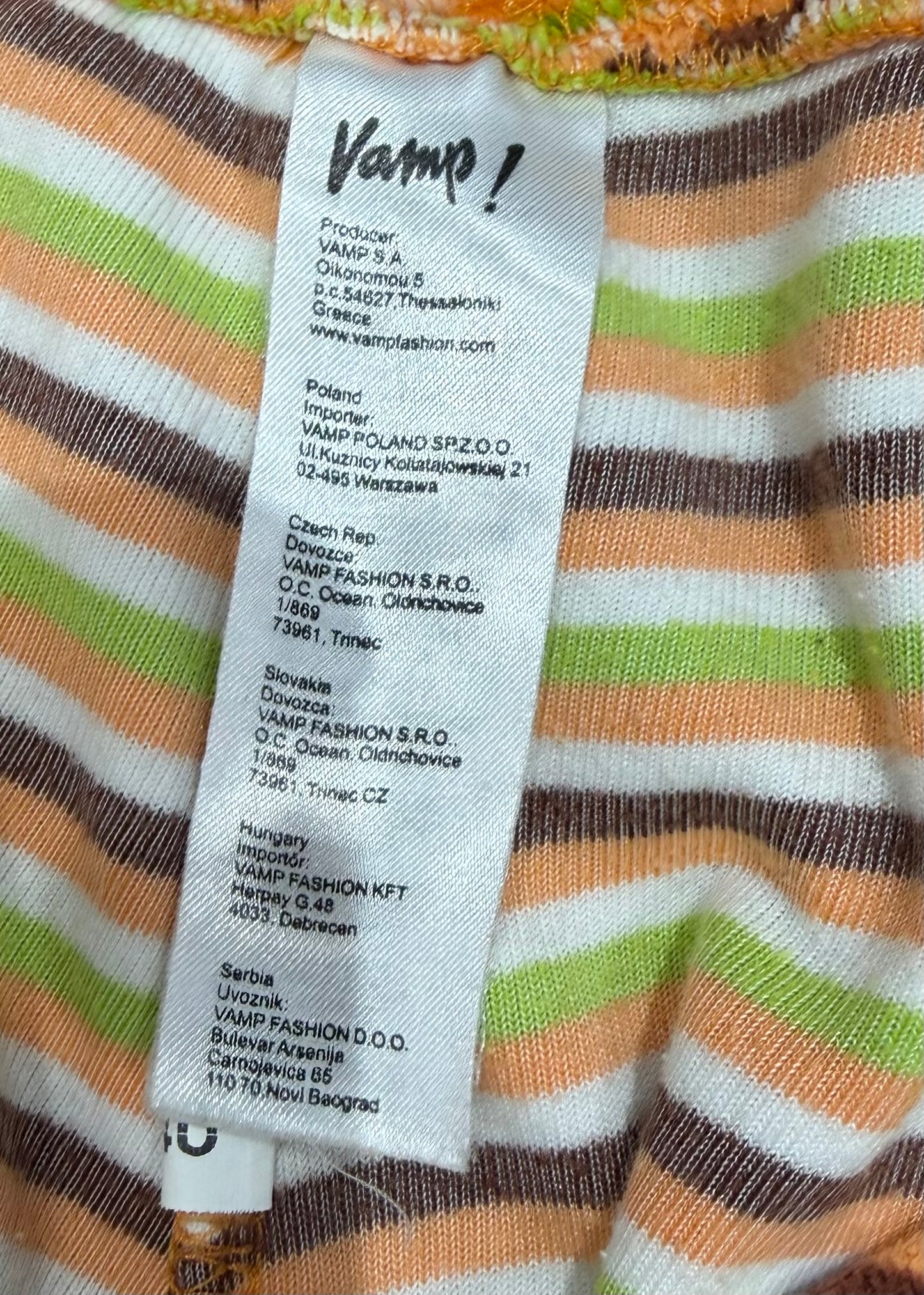 medium orange striped trousers label