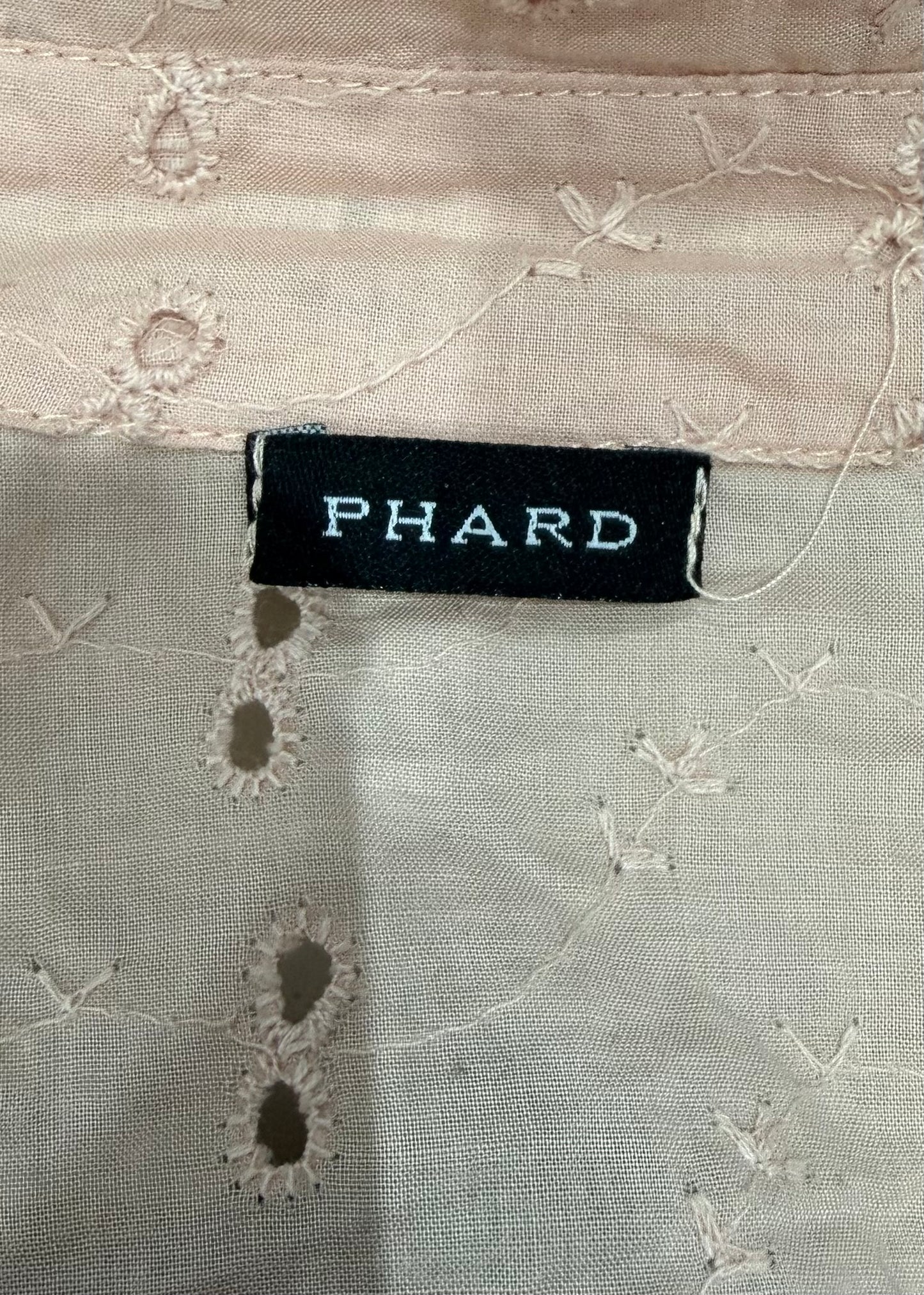 small pink phard eyelet tie-back shirt label