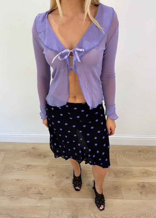 small purple sheer long sleeve top aesthetic headless